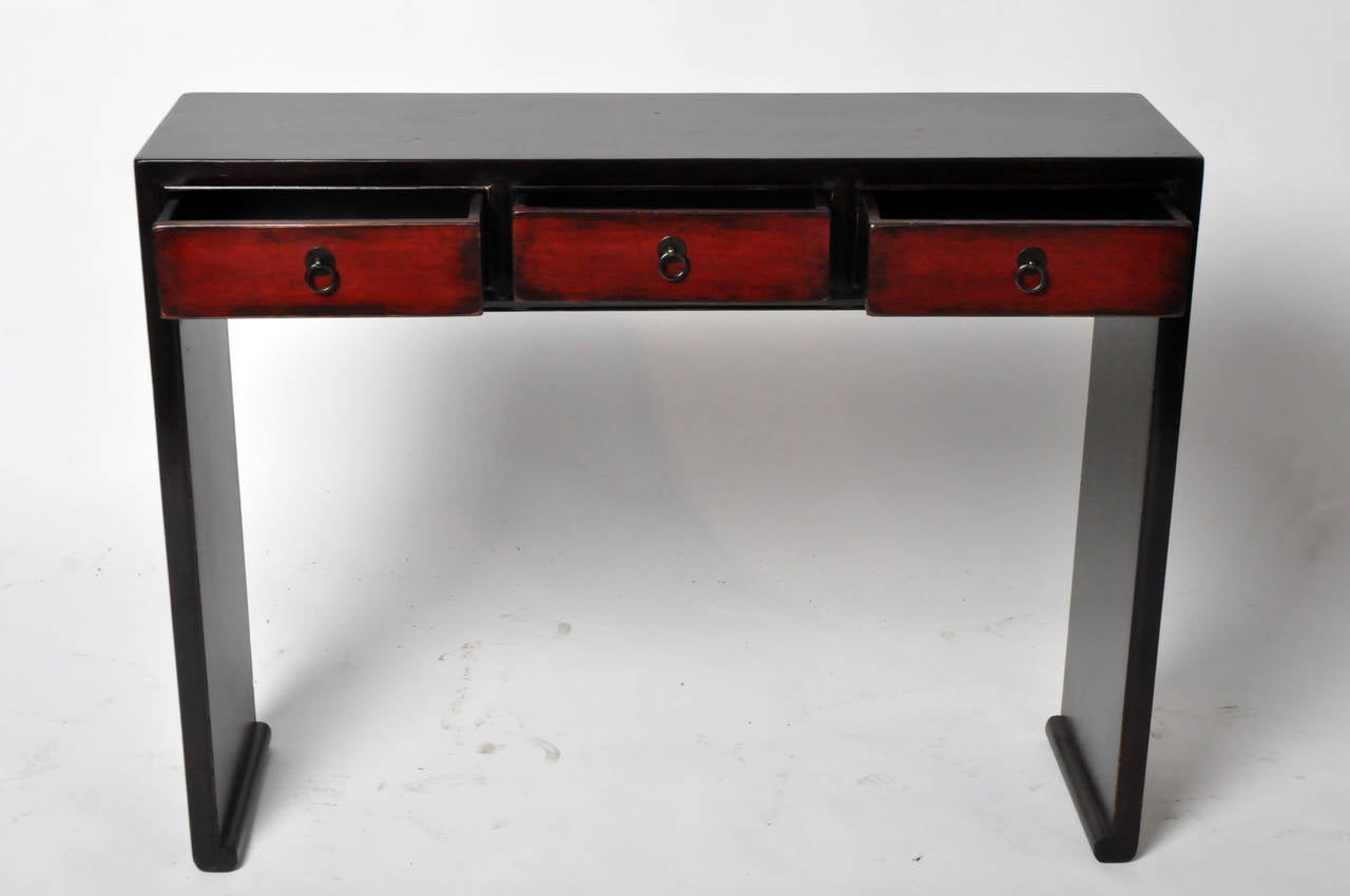 Black and Red Lacquered Console