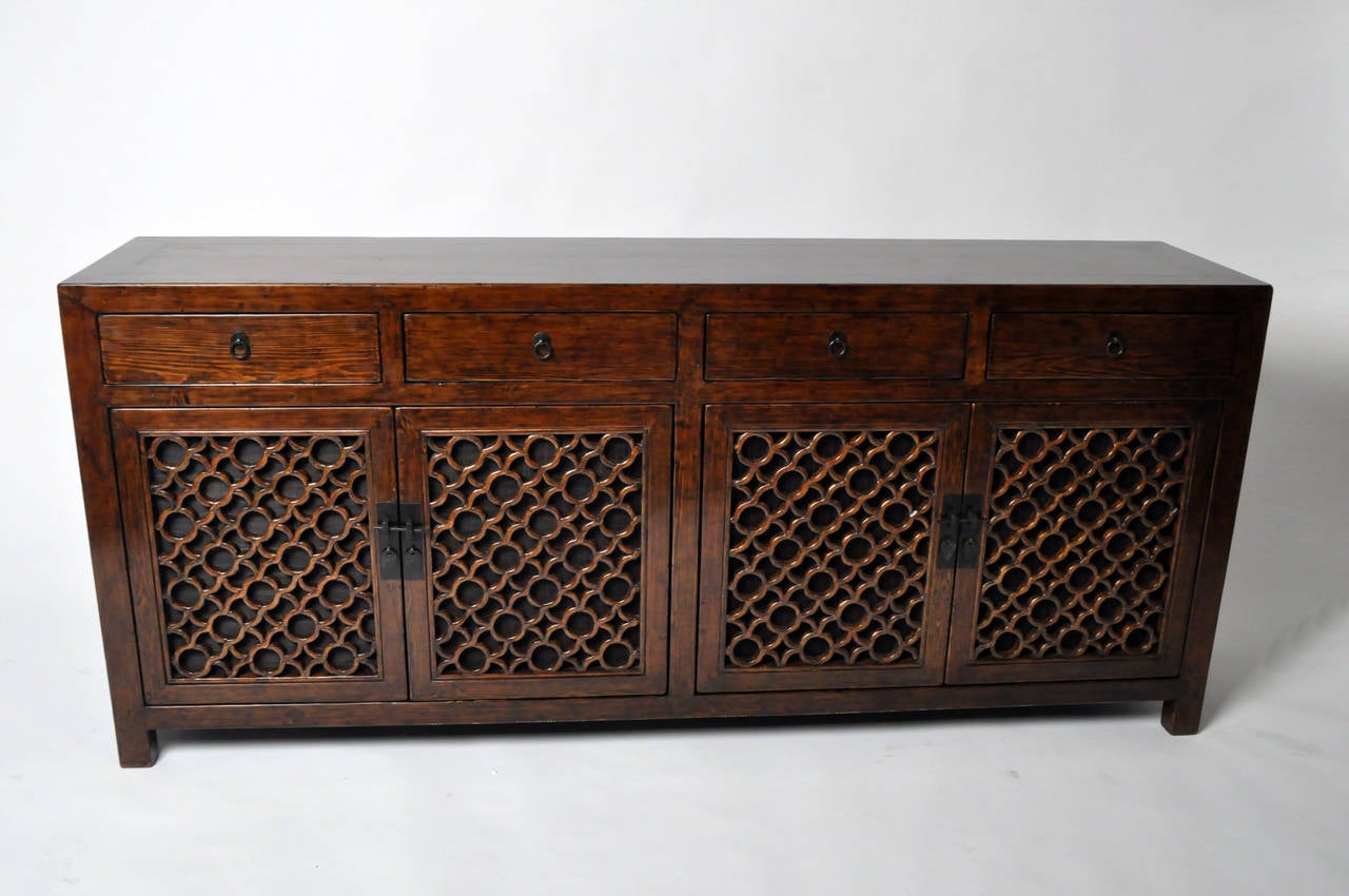 Chinese 19th Century Sideboard with Lattice Doors