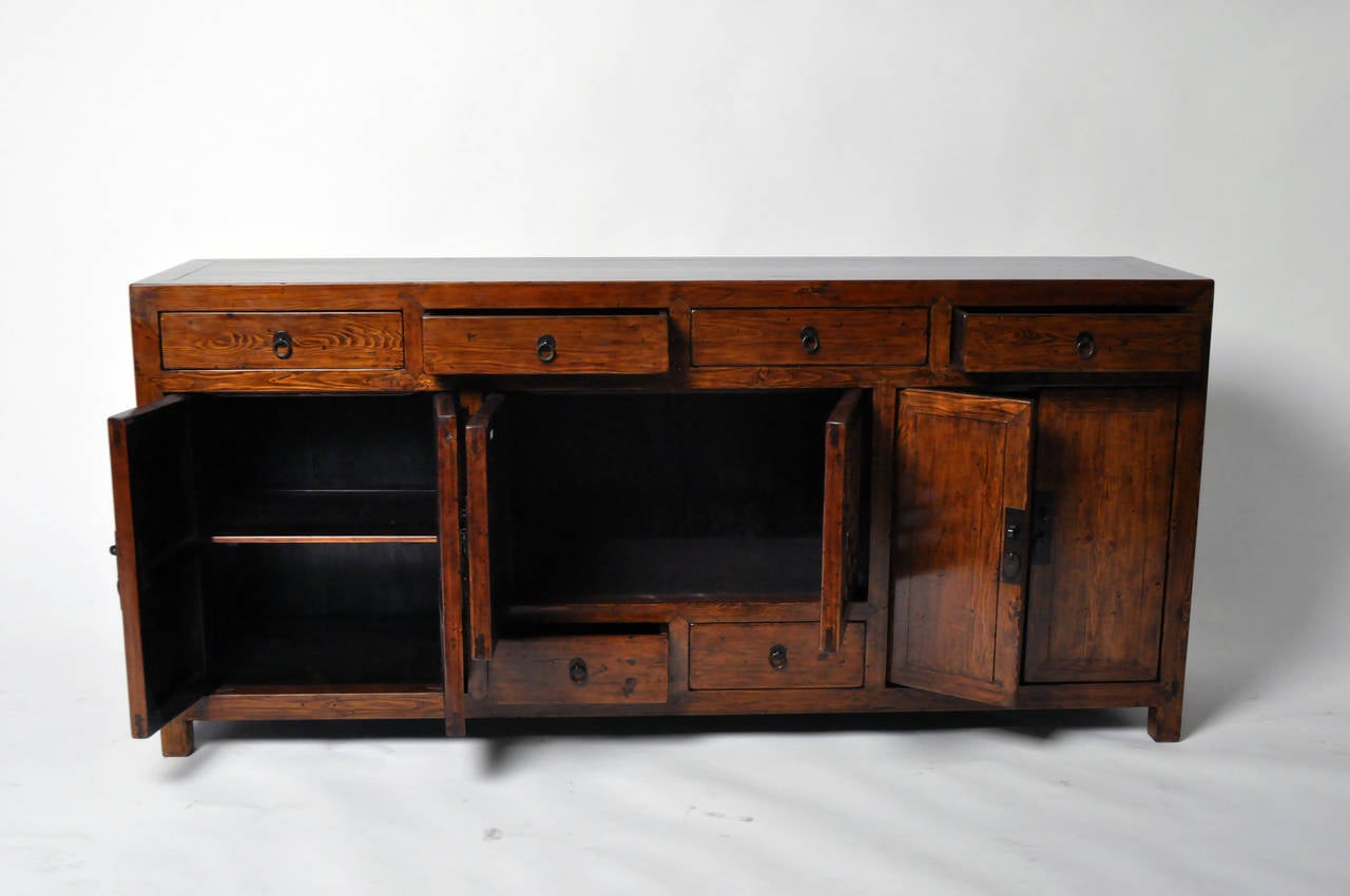 Chinese Sideboard with 2 Lattice Doors and 6 Drawers