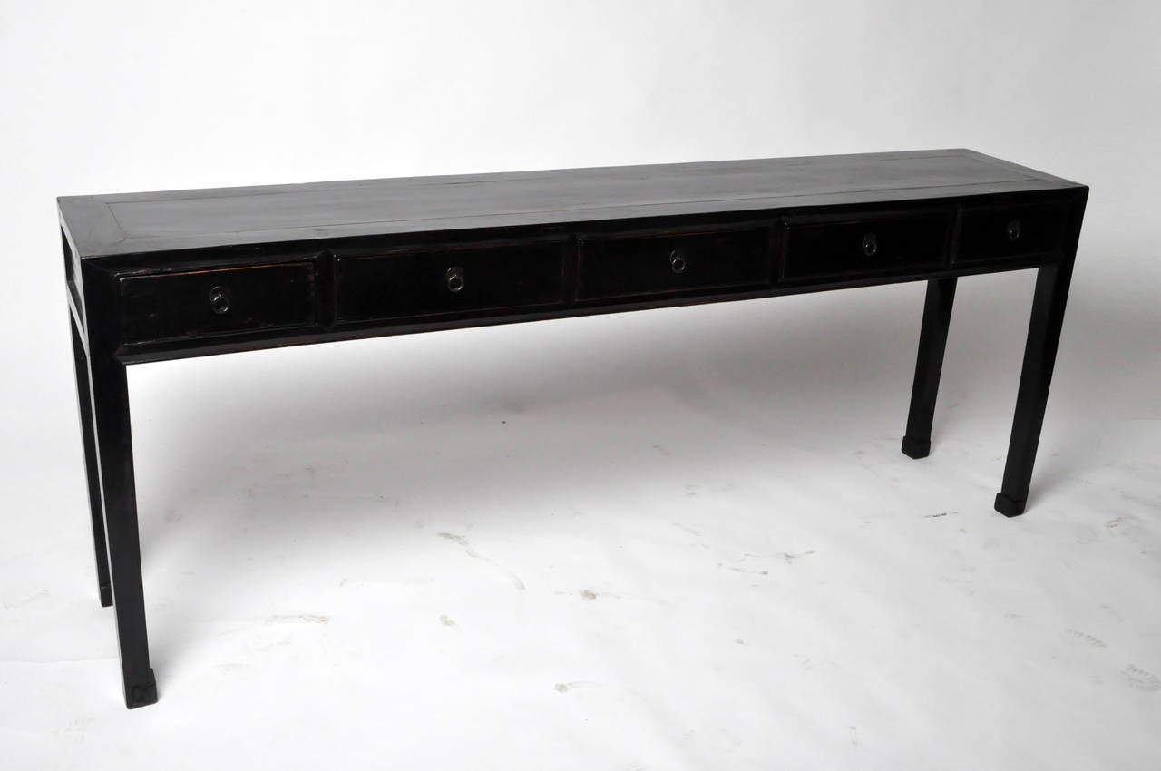 Chinese 19th Century Black Lacquered Console Table