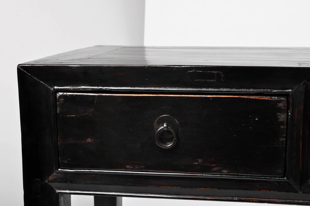 Elm 19th Century Black Lacquered Console Table