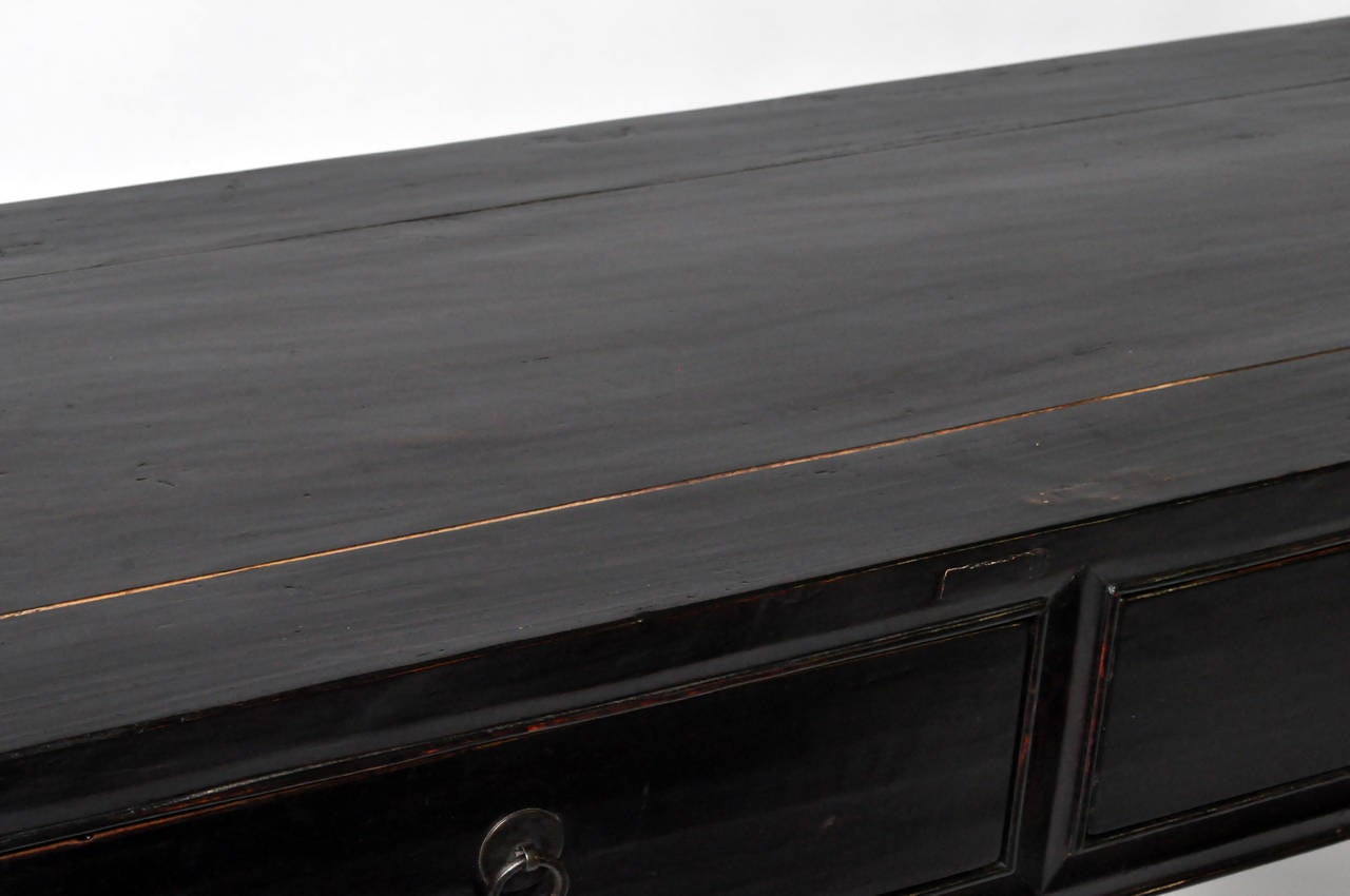 19th Century Black Lacquered Console Table In Excellent Condition In Chicago, IL