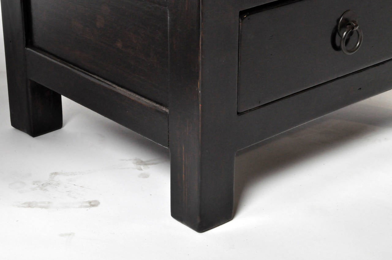 Black Lacquered Low Console with Stone Top 3