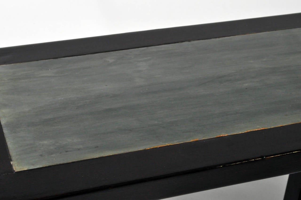 Black Lacquered Low Console with Stone Top 1