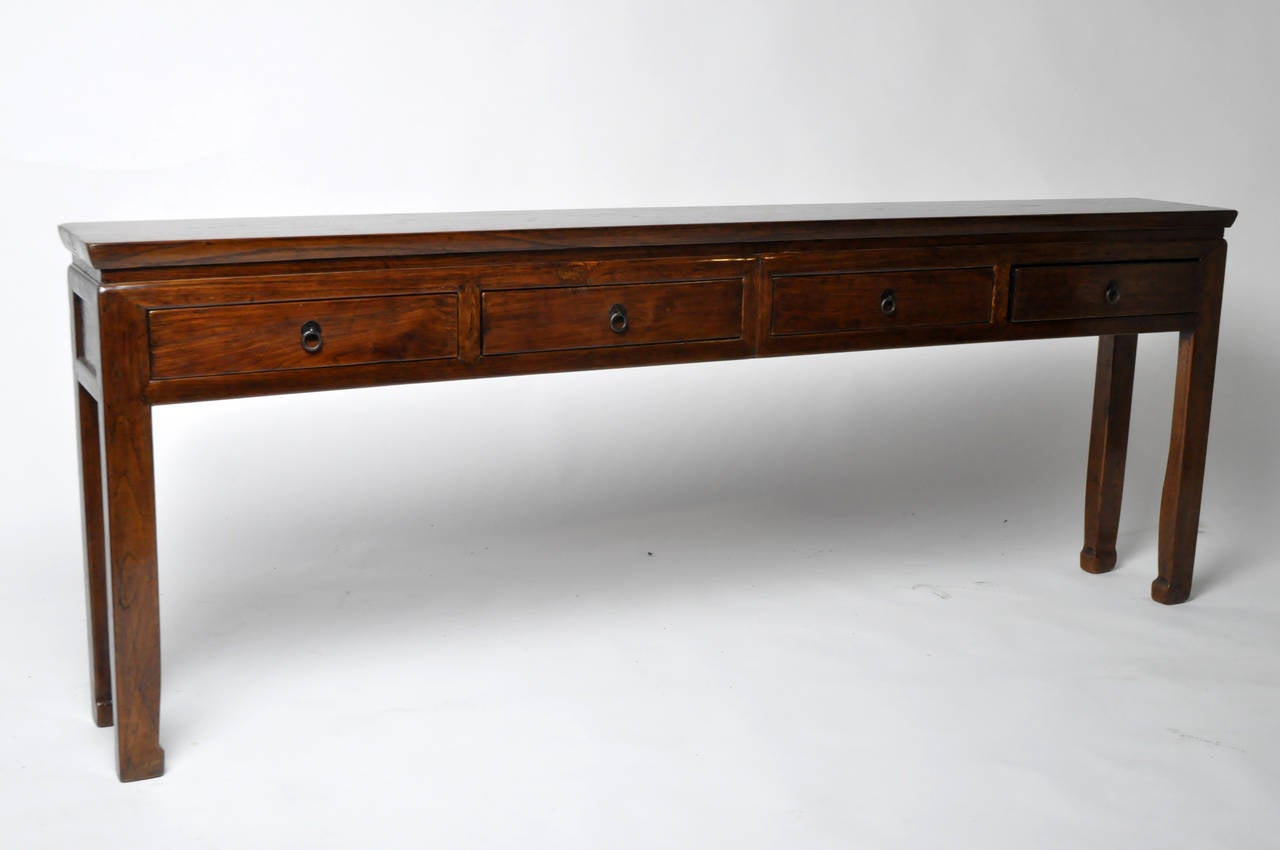 Chinese 19th Century Console Table with 4 Drawers