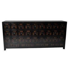 19th Century Black Lacquered Medicine Chests with 31 Drawers