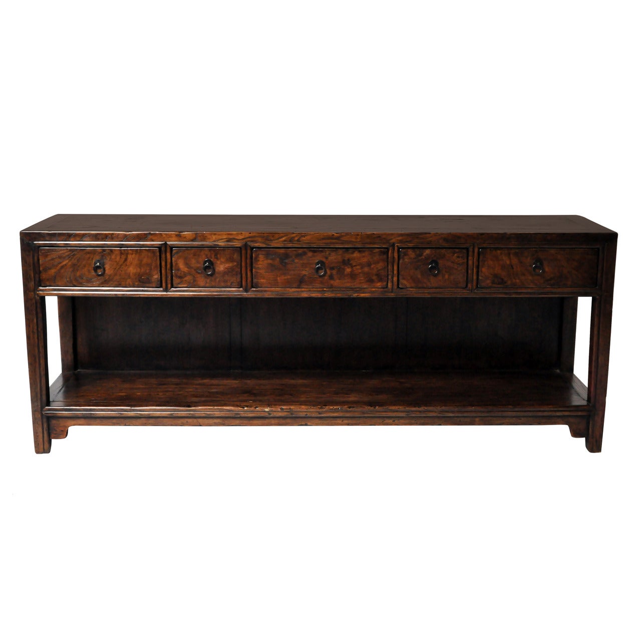 Low Console with Five Drawers and Bottom Shelf