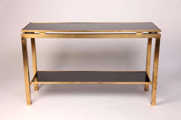 Console en laiton de Guy Lefevre
