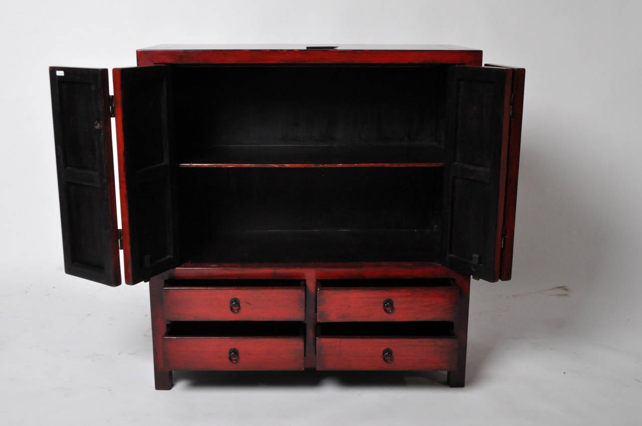 Chinese Red Lacquered Side Cabinet