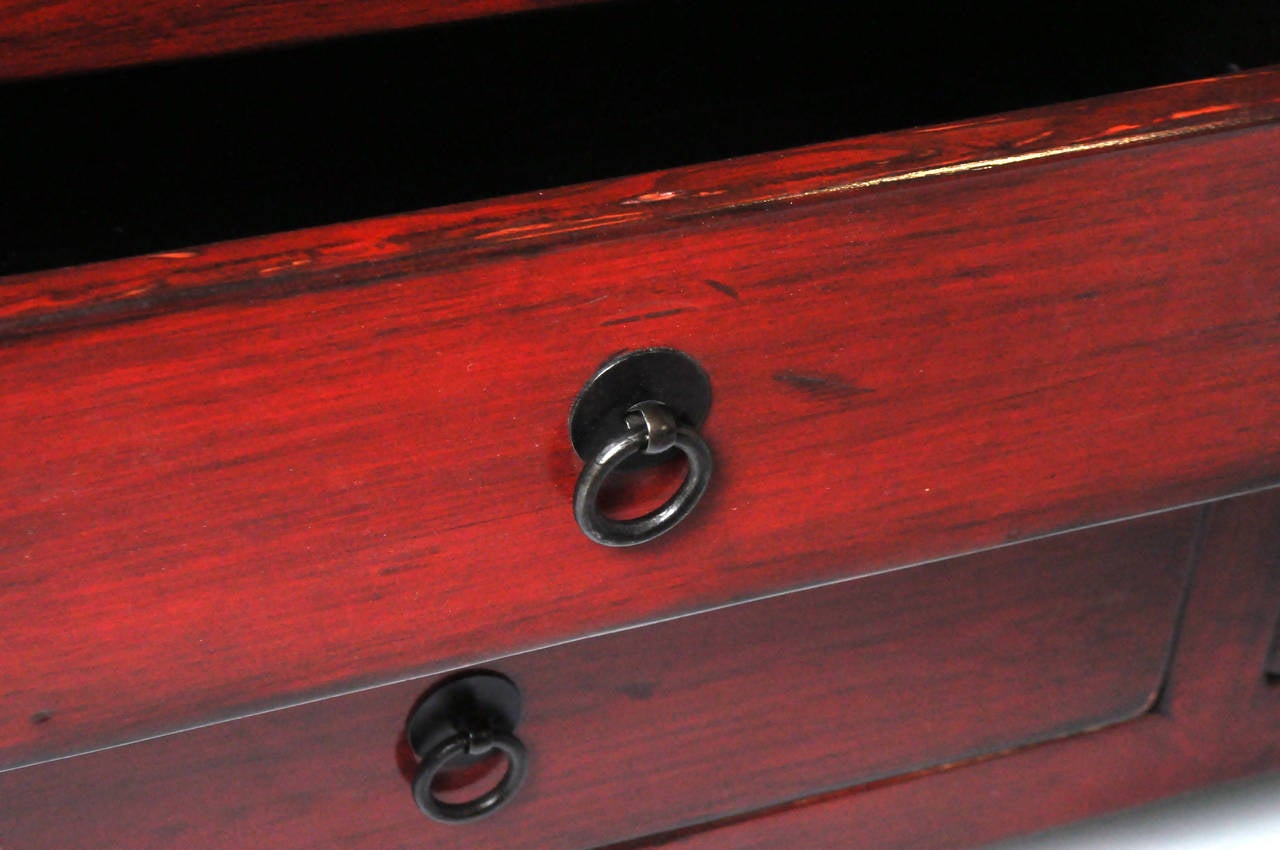 Red Lacquered Side Cabinet 1