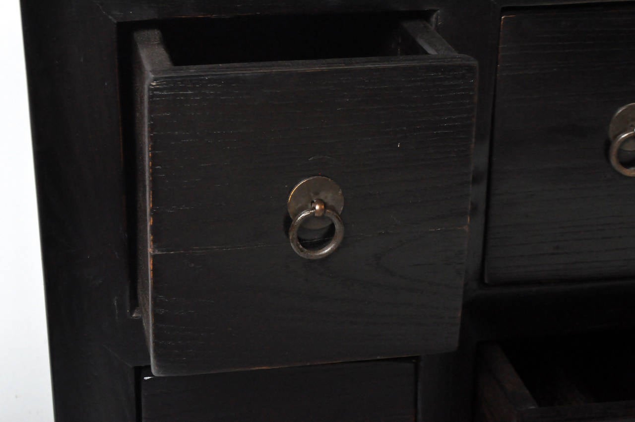 Elm Black Lacquered Apothecary Chests