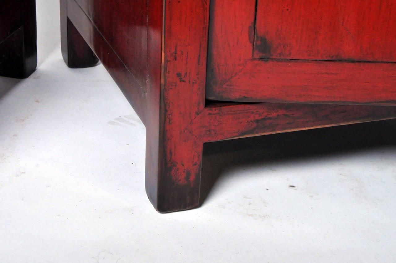 A Red Lacquered, Chinese Bedside Chest 3