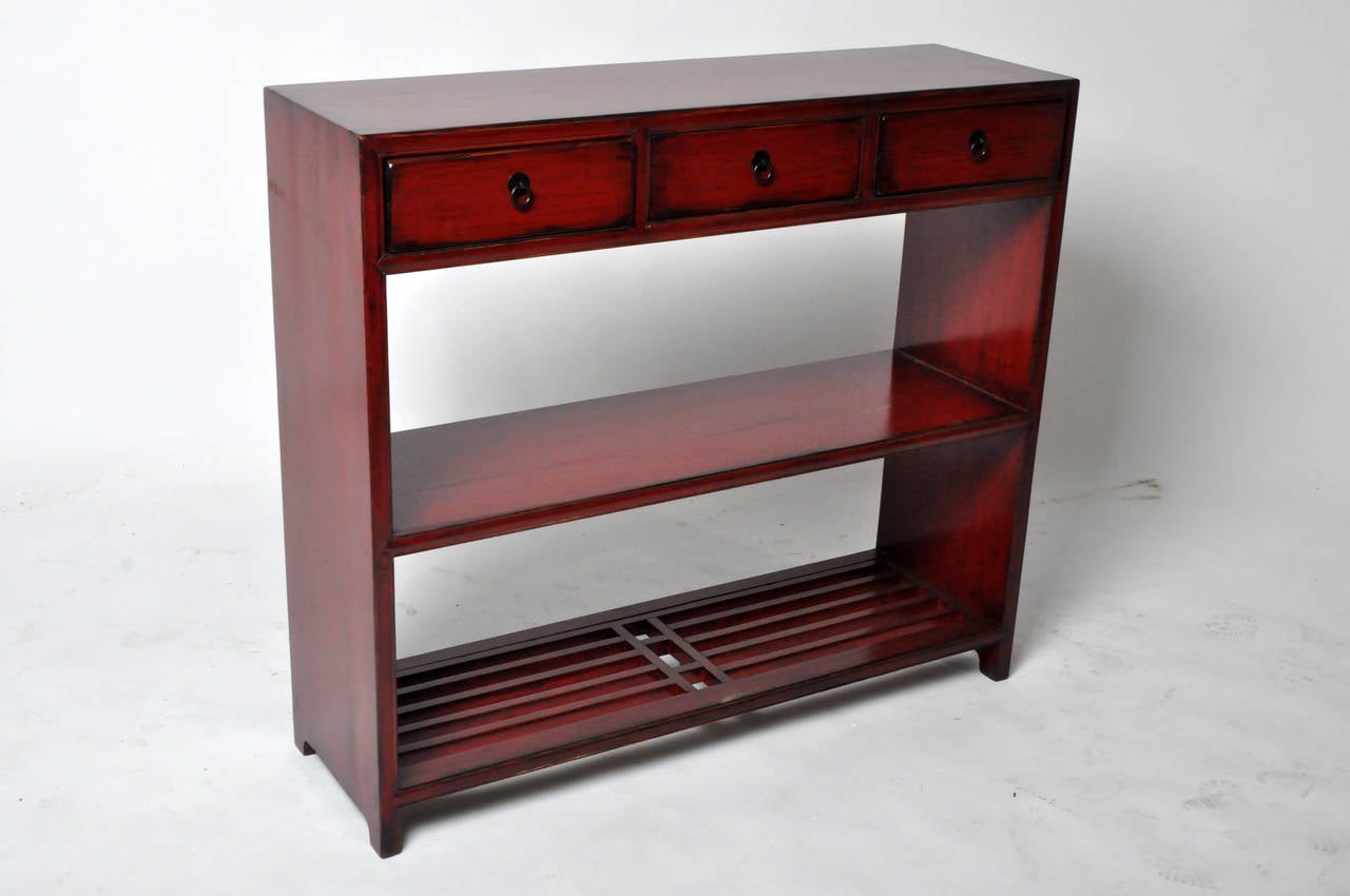 Red Lacquered Console Table In Excellent Condition In Chicago, IL