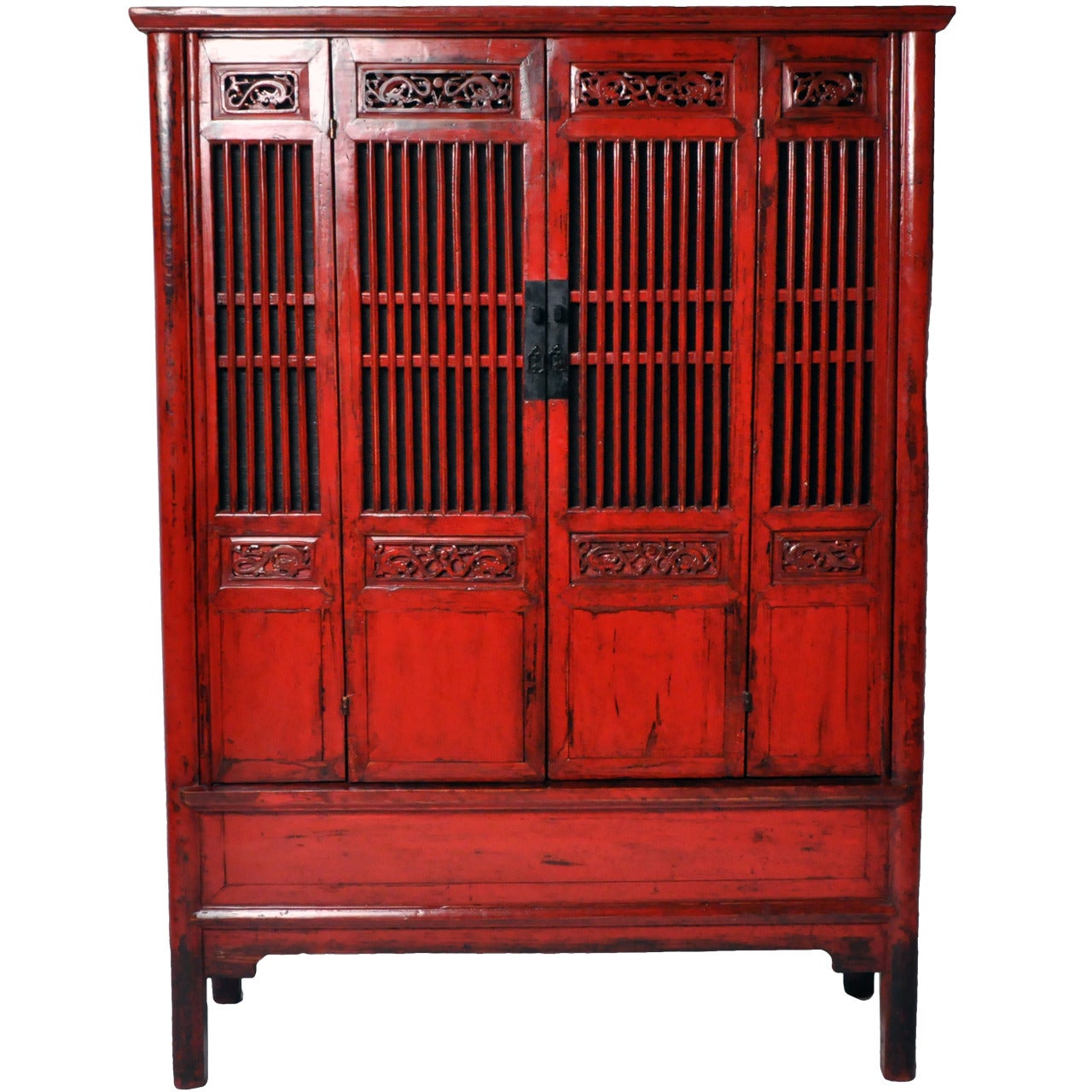19th Century Red Lacquer Storage Cabinet