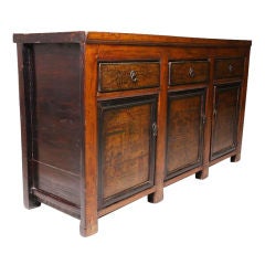 Antique Mongolian Lacquered Side Chest with 3 Drawers