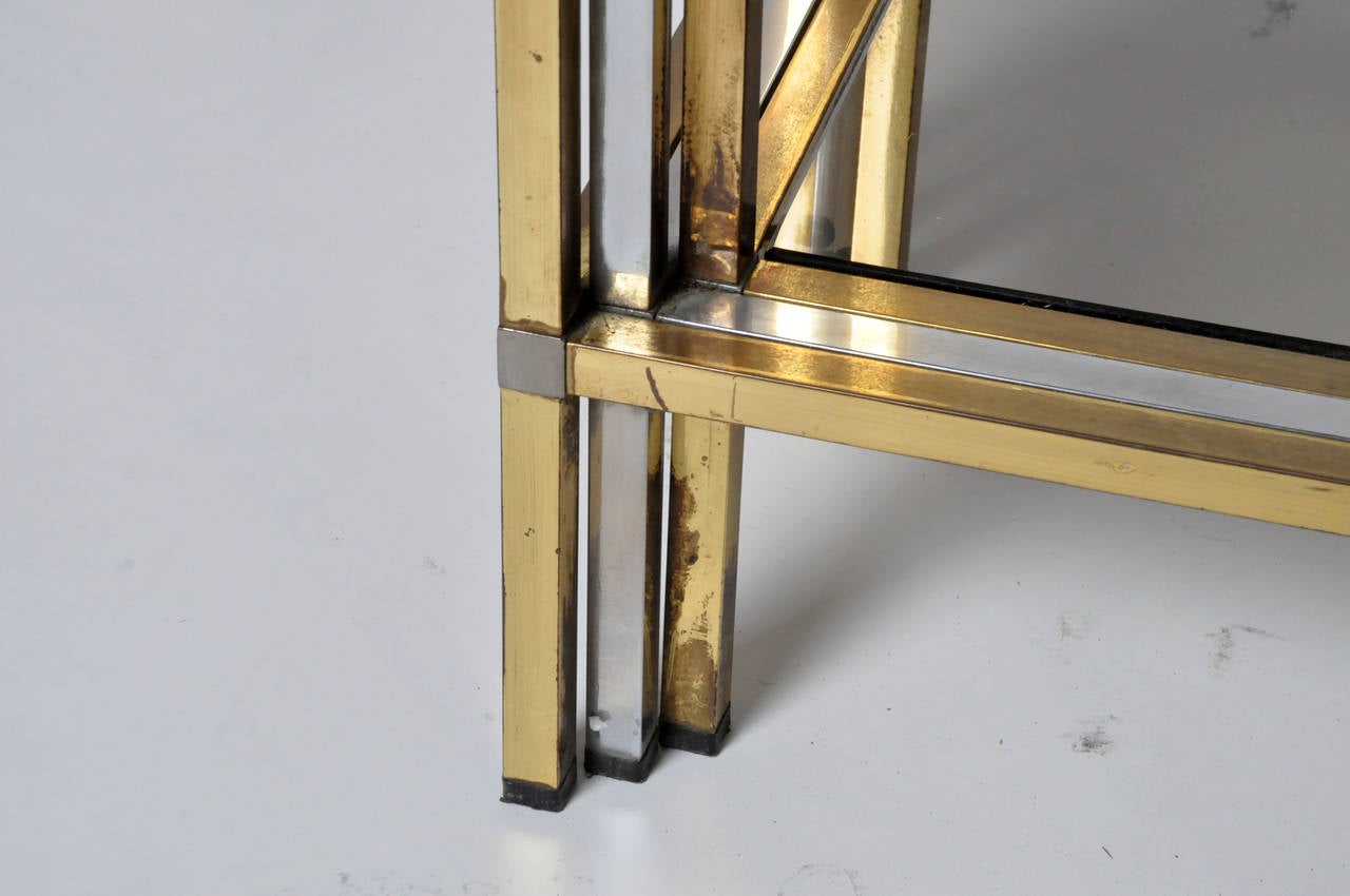Vintage Brass and Chrome French Console Table 4