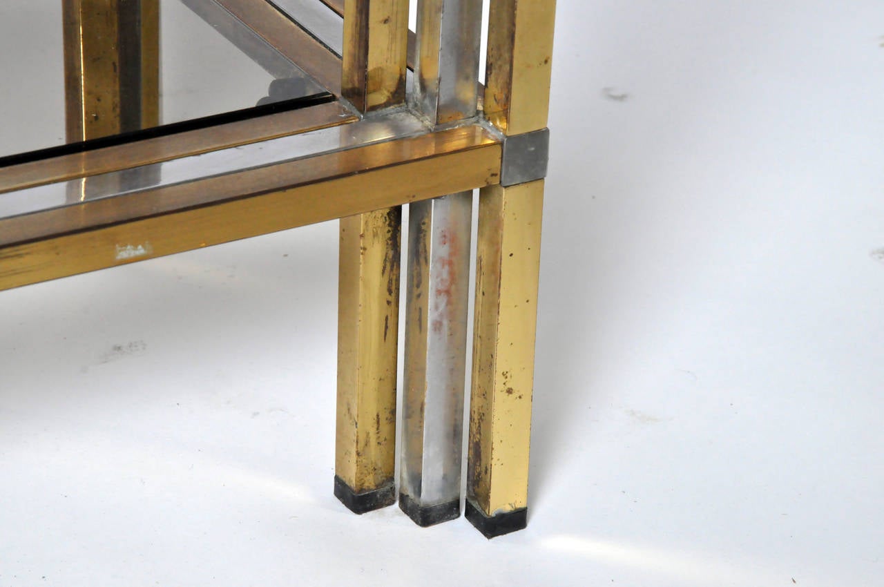 Vintage Brass and Chrome French Console Table 5