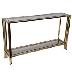 Vintage Brass and Chrome French Console Table