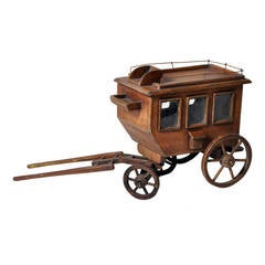 Mid-Century Wooden Carriage Toy