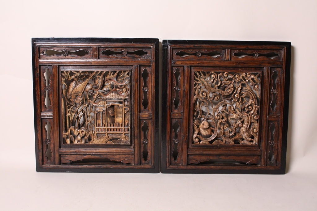 Pair of Chinese Carved Panels