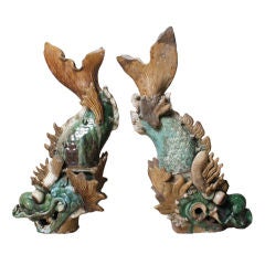 Pair of Ceramic Chinese Heaven Dragons