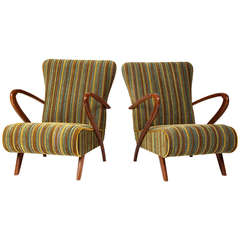 Pair of Solid Walnut Armchairs