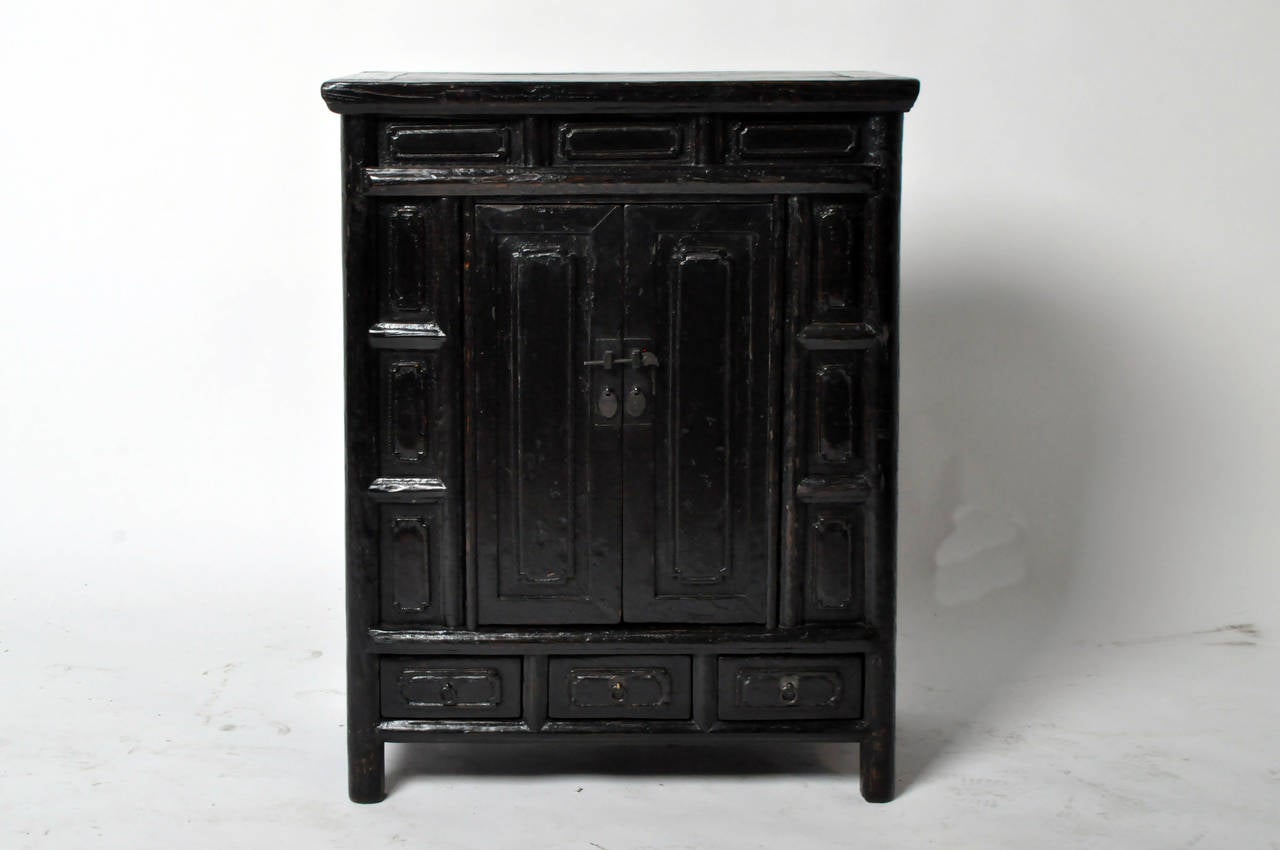 This small and thickly lacquered chest once held an ancestral shrine. The piece has been cleaned and polished, while preserving the layered patina.