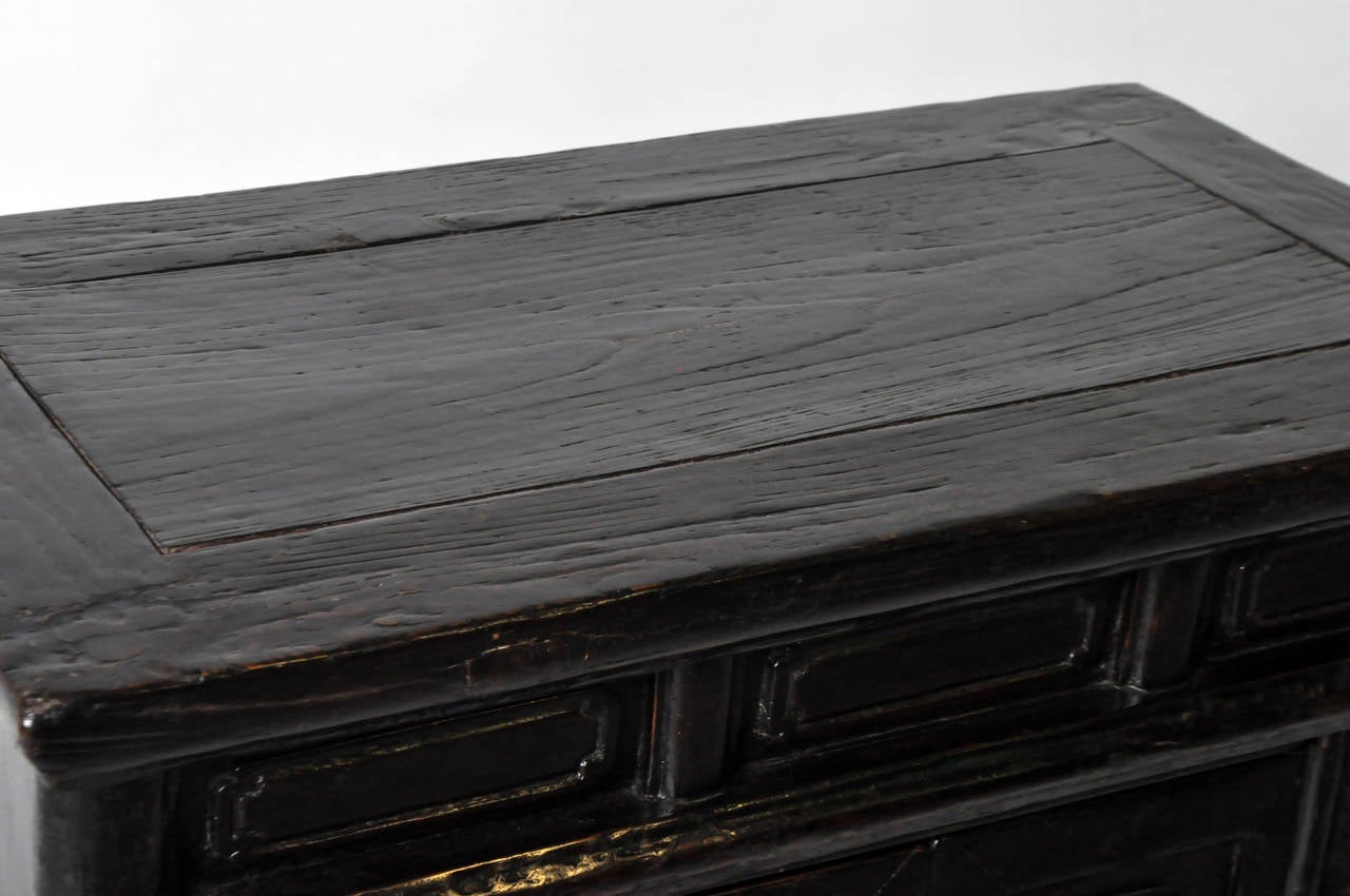 Elm 19th Century Black Lacquered Chest