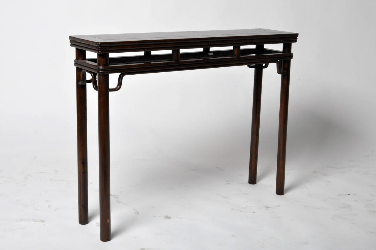 This 19th Century wine table features round-posted, bamboo form legs and stretchers. Pieces are fully restored and functional.