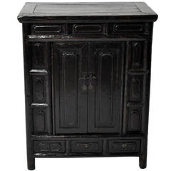 Antique 19th Century Black Lacquered Chest