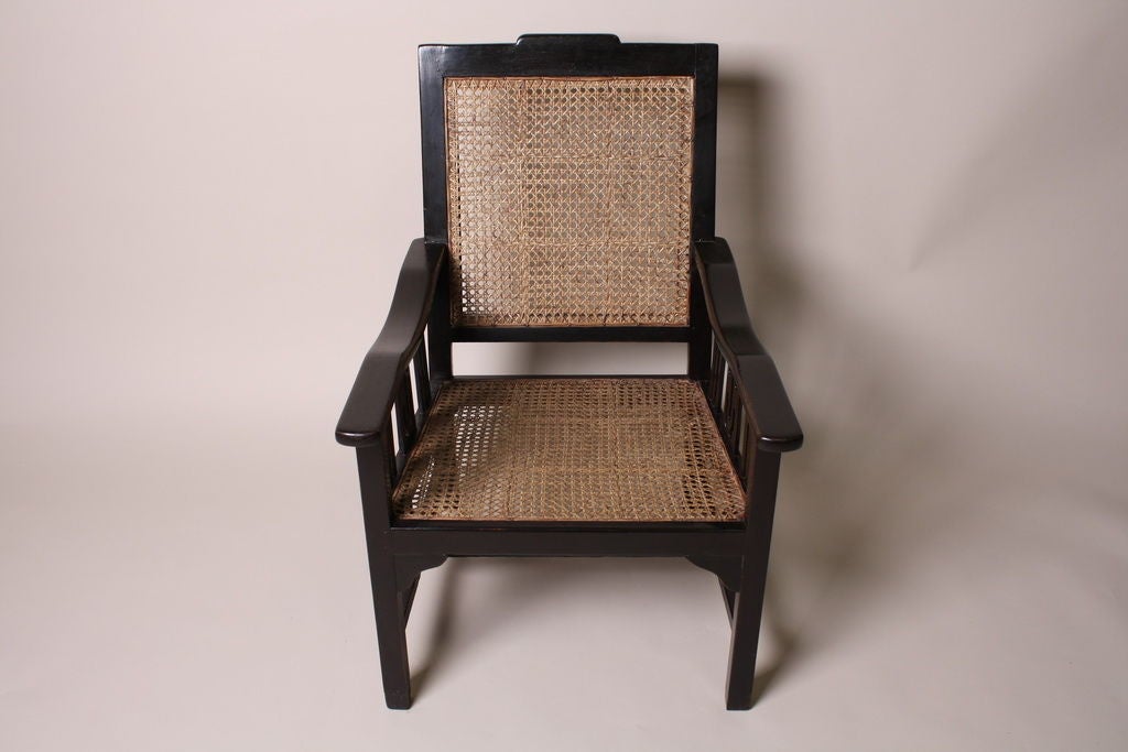 Teak and Rattan Club Chair in British Colonial style from Northern Thailand.