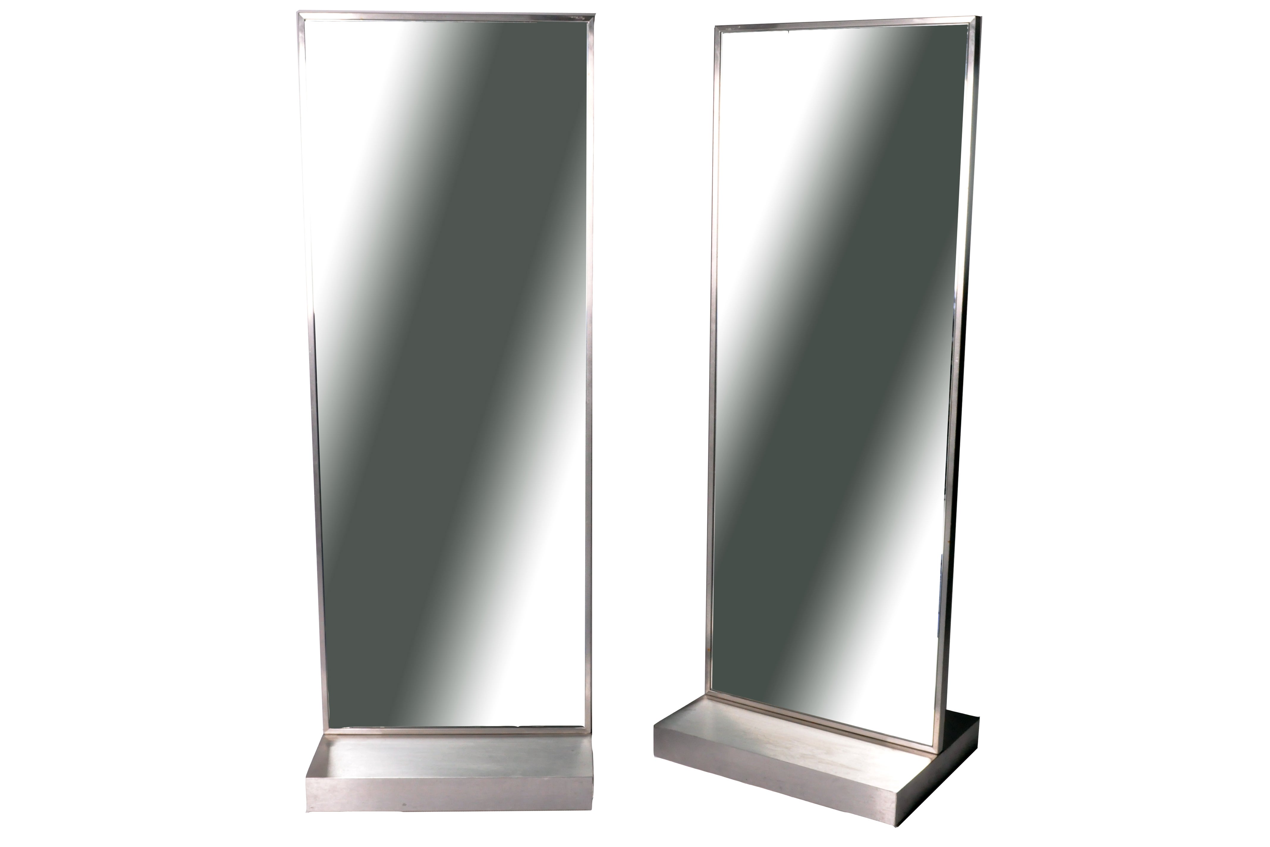 Brushed Nickel Mirrors with Hidden Casters