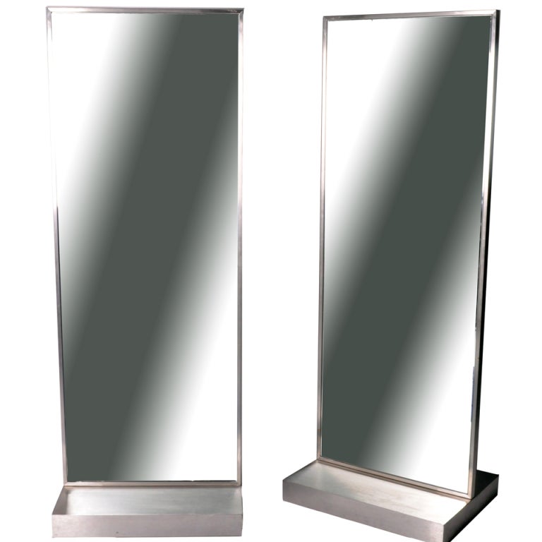 Brushed Nickel Mirrors with Hidden Casters at 1stDibs mirror on