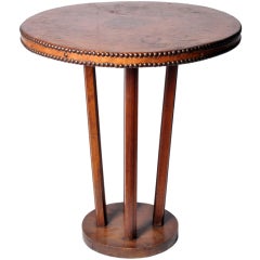 A Round Table with Leather Top