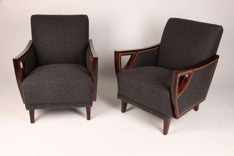 These armchairs are from Hungary and is made from beech wood with new upholstery.