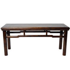 Chinese Bench with a Solid Wood Top and Round Posted Legs