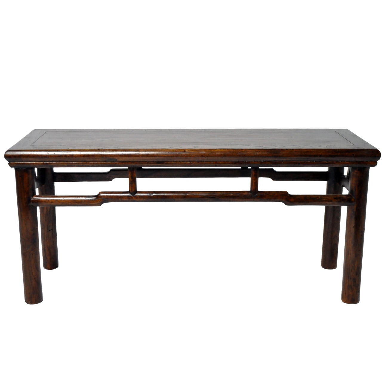 Chinese Bench with a Solid Wood Top and Round Posted Legs