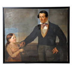 19th Century Painting of a Father and Daughter
