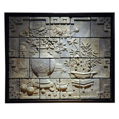 Framed Terracotta Chinese Garden Panel