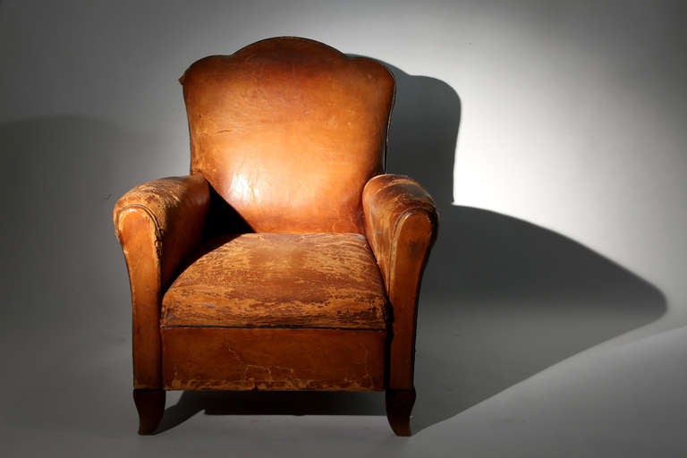 Art Deco French Leather Armchair