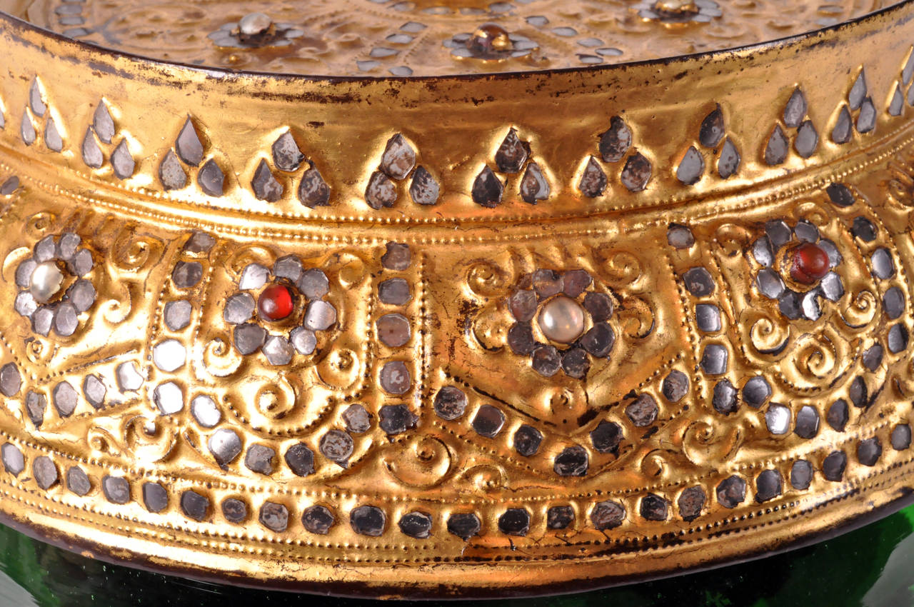 Burmese Gilt and Glass Alms Bowls