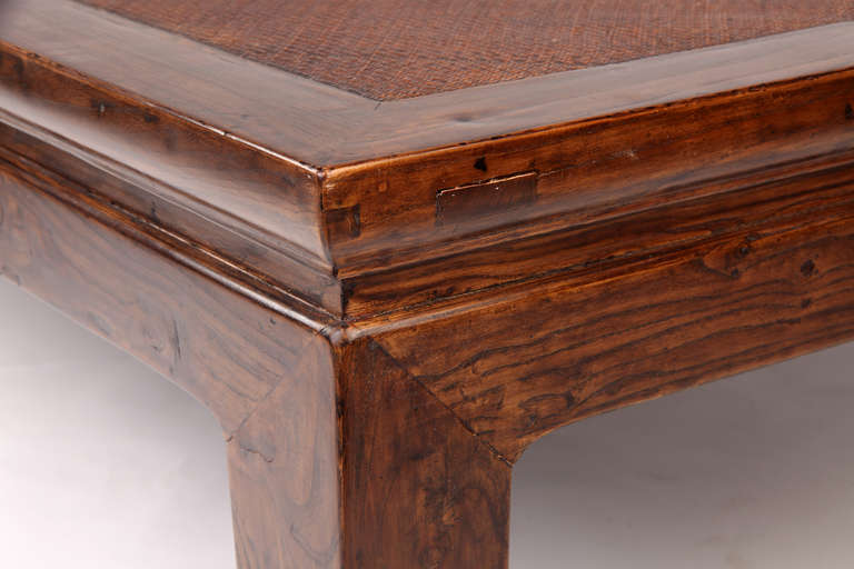 Elm 19th Century Coffee Table with Cane Top