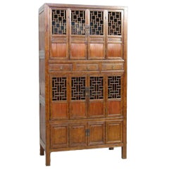 Chinese Cabinet with Lattice Panel Doors
