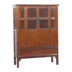 Antique Chinese 4 Door Spindle Cabinet