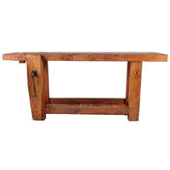 Antique 19th Century Work Bench with Bottom Shelf from France