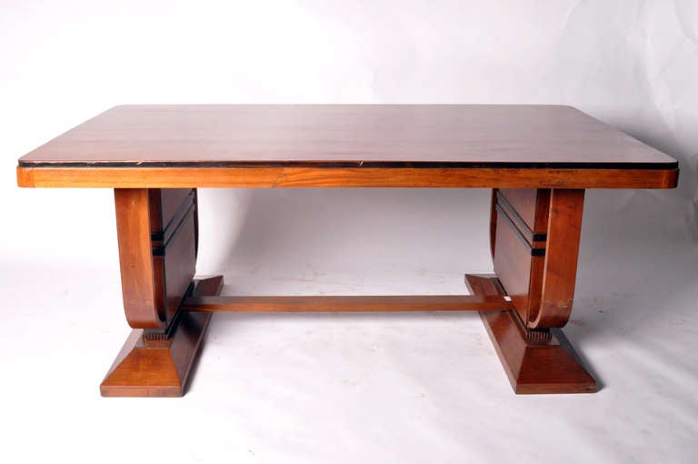 A 1950’s British Colonial Art Deco Desk from India made from Teak wood. 