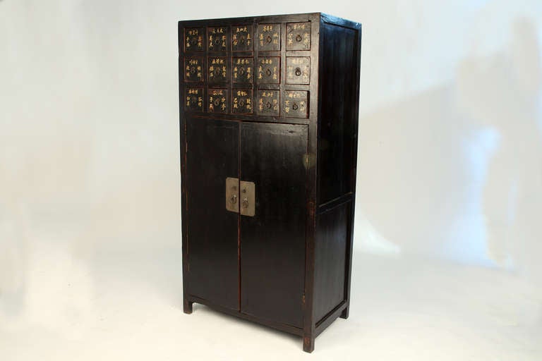 19th Century Medicine Cabinet with 15 Drawers In Excellent Condition In Chicago, IL