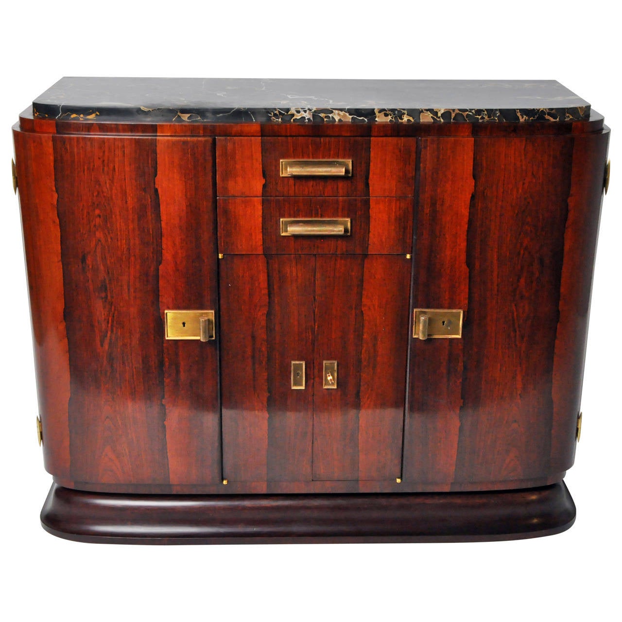 French Art Deco Marble and Rosewood Veneer Sideboard at 1stDibs