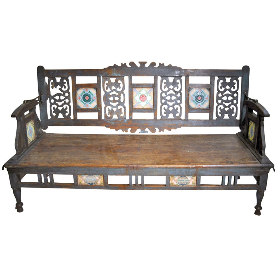 Indian Bench with Ceramic Tiles