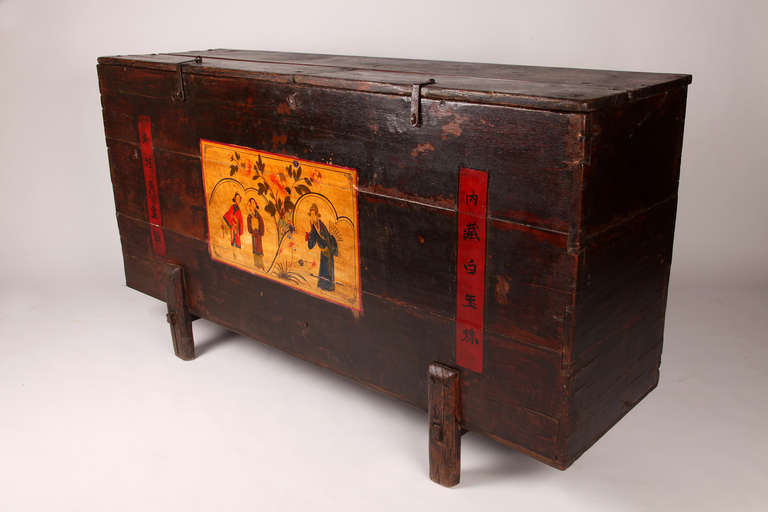 19th Century Painted Chinese Chest In Good Condition In Chicago, IL